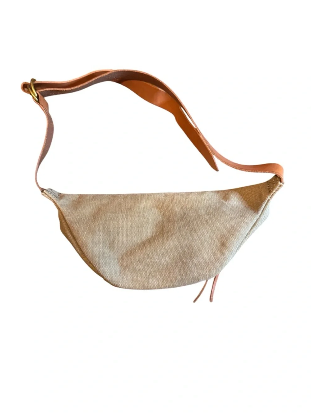 Madewell Canvas Crossbody Belt Bag Army Green with Tan Leather Strap - Picture 1 of 4